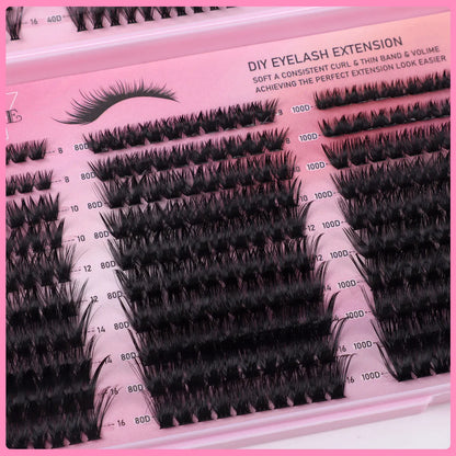 600pcs DIY Eyelash Extensions Kit — Thick Fluffy 30D/100D, Mix Length