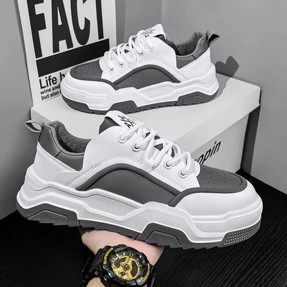 Spring 2025 Breathable White Sneakers — Men’s Thick-Soled Sports Casual / Dad Shoes