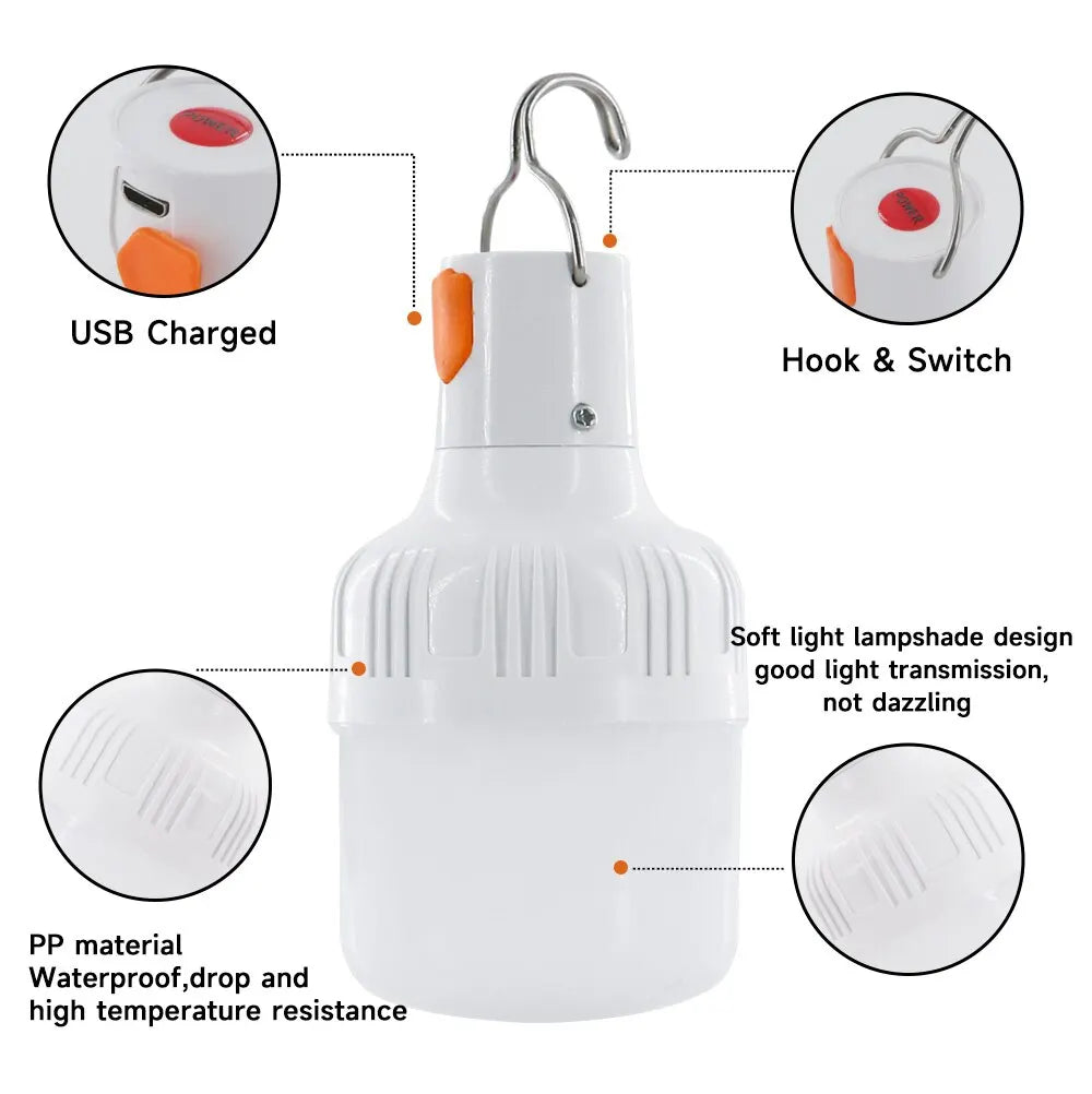 USB Rechargeable Outdoor LED Lamp — High Brightness, Camping & Fishing Lantern