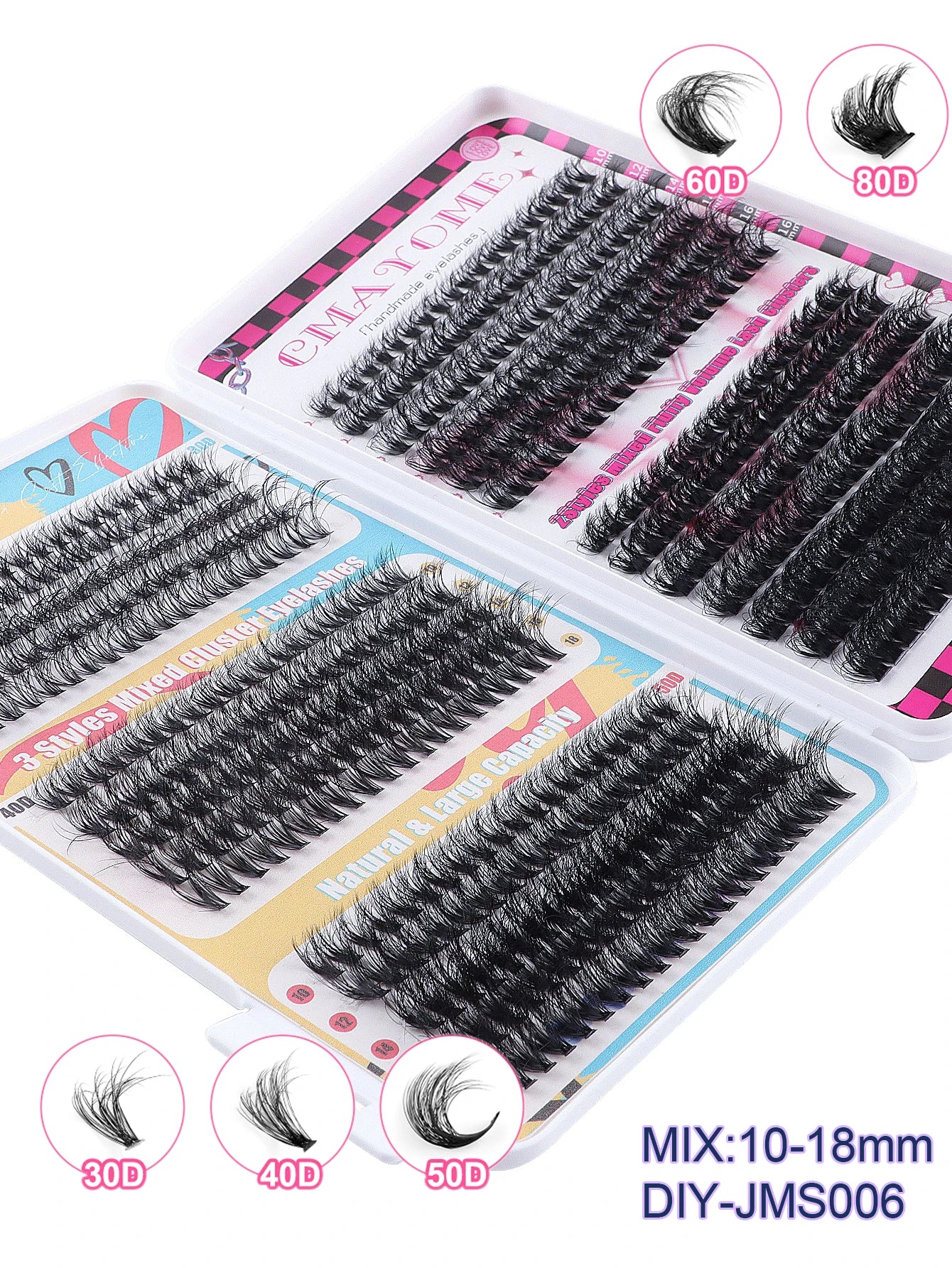 600pcs DIY Eyelash Extensions Kit — Thick Fluffy 30D/100D, Mix Length