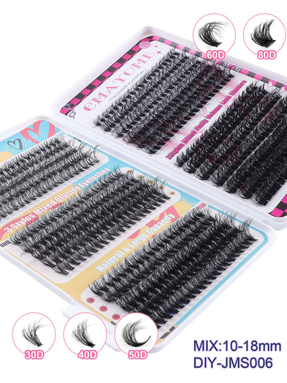 600pcs DIY Eyelash Extensions Kit — Thick Fluffy 30D/100D, Mix Length