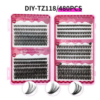 600pcs DIY Eyelash Extensions Kit — Thick Fluffy 30D/100D, Mix Length