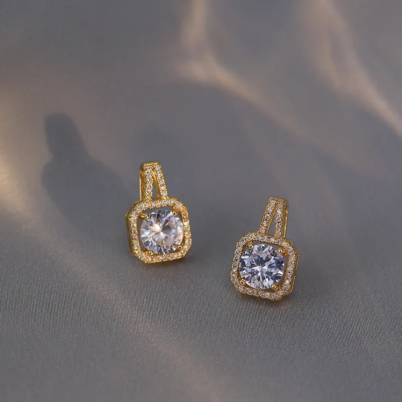 Fashion Square Zircon Necklace Earrings Ring Set For Women Luxury Wedding Engagement & Party Jewelry Set