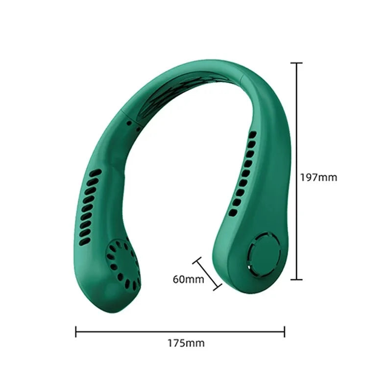 1200mAh Neckband Fan – Bladeless Portable Cooler with 3-Speed Settings