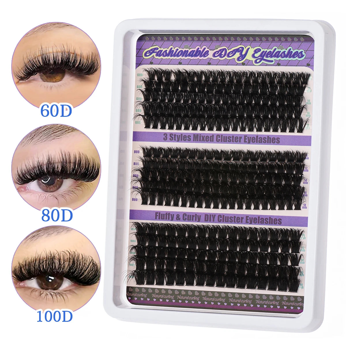 600pcs DIY Eyelash Extensions Kit — Thick Fluffy 30D/100D, Mix Length