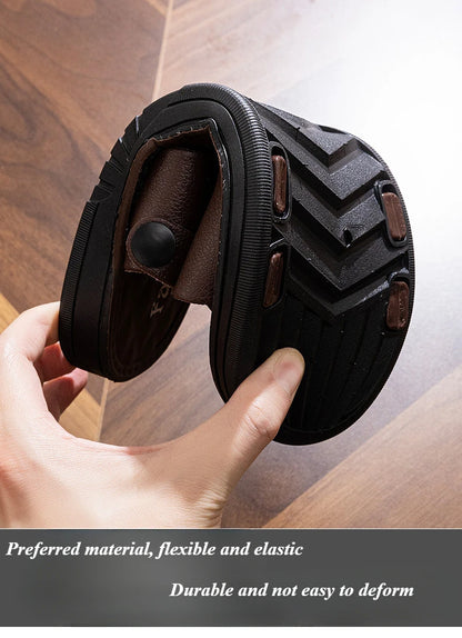 Summer Men’s Leather Sandals — Dual Purpose, Non-Slip, Open-Toe