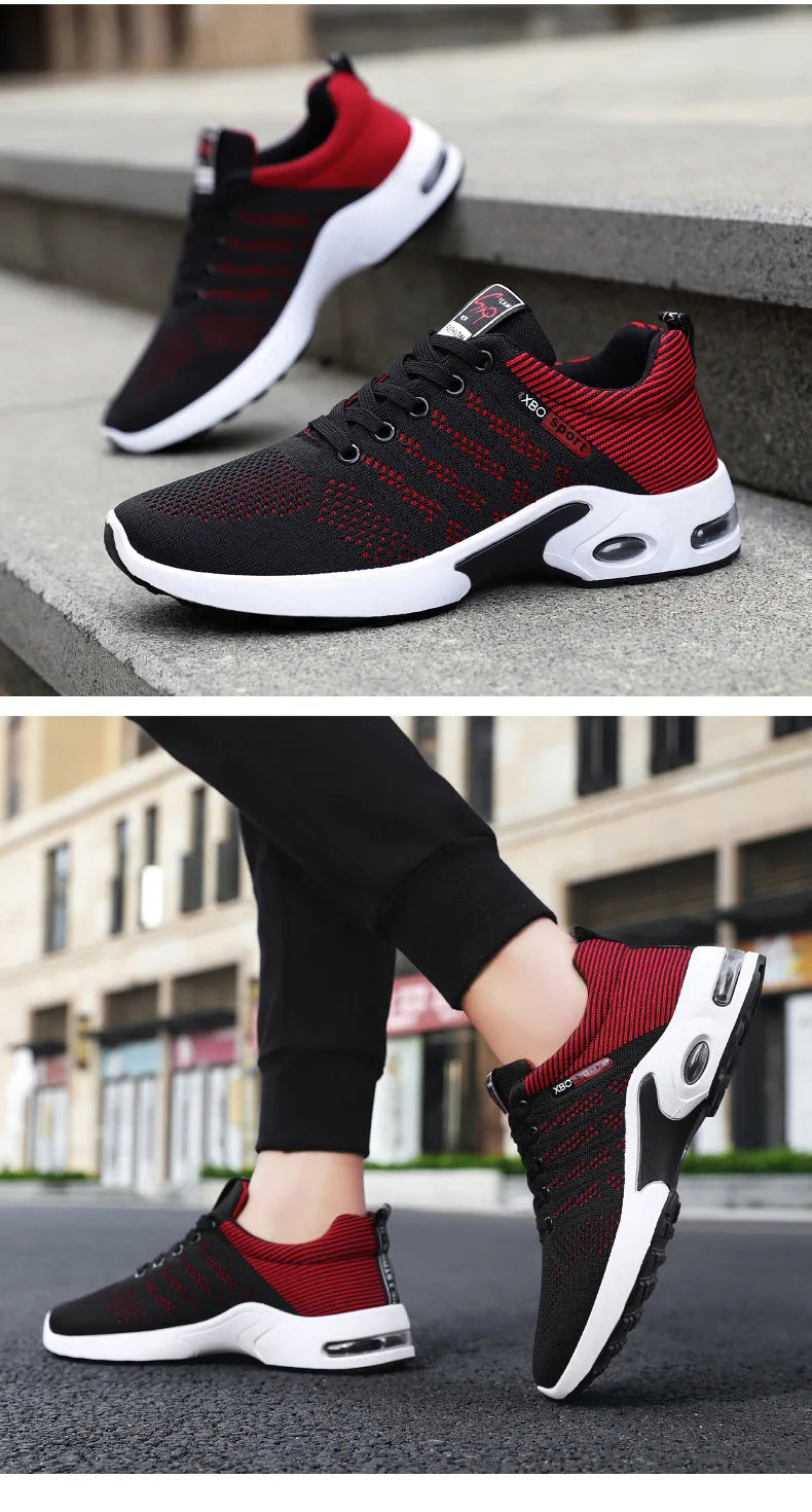 Men’s 2025 Breathable Lace-Up Running Shoes – Light Casual Sports Sneakers