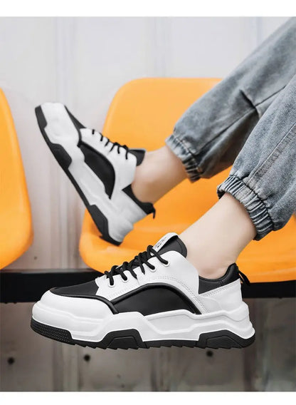 Spring 2025 Breathable White Sneakers — Men’s Thick-Soled Sports Casual / Dad Shoes