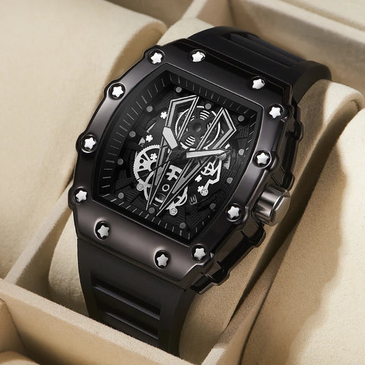 Men's Square Sports Watch — Large Dial, Waterproof Quartz, Luminous