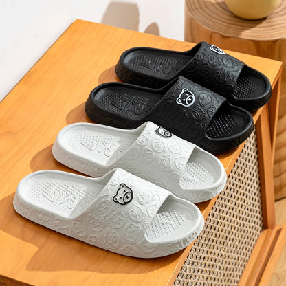Lightweight Bear-Print Slippers – Soft, Non-Slip Indoor Footwear for Men & Women