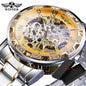 Winner Transparent Fashion Diamond Luminous Mechanical Skeleton Wrist Watch — Men