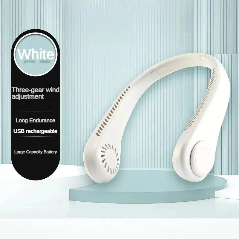 1200mAh Neckband Fan – Bladeless Portable Cooler with 3-Speed Settings