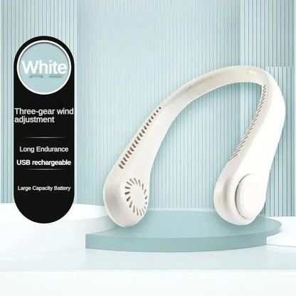 1200mAh Neckband Fan – Bladeless Portable Cooler with 3-Speed Settings