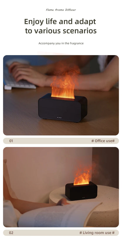 Mini Desktop Flame Humidifier with LED Lights – USB Diffuser & Aromatherapy