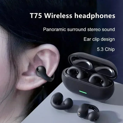 T75 Bone Conduction Headphones – Wireless Bluetooth 5.3, HiFi Sound, Waterproof