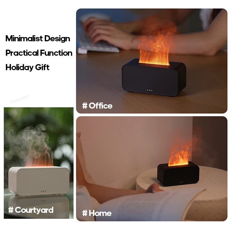 Mini Desktop Flame Humidifier with LED Lights – USB Diffuser & Aromatherapy