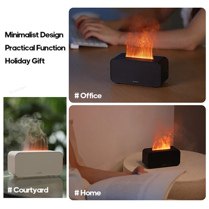 Mini Desktop Flame Humidifier with LED Lights – USB Diffuser & Aromatherapy