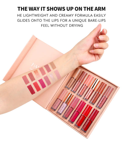 HANDAIYAN 12-Color Velvet Matte Lip Gloss Set — Liquid Lipstick Gift Box