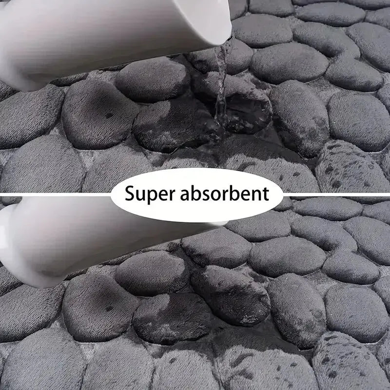 One-Piece Embossed Fiber Carpet — Anti-Slip Pebble Mat for Home