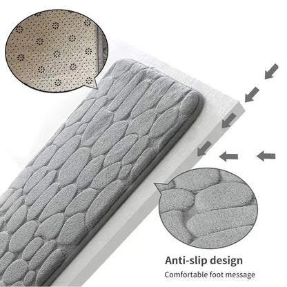 One-Piece Embossed Fiber Carpet — Anti-Slip Pebble Mat for Home
