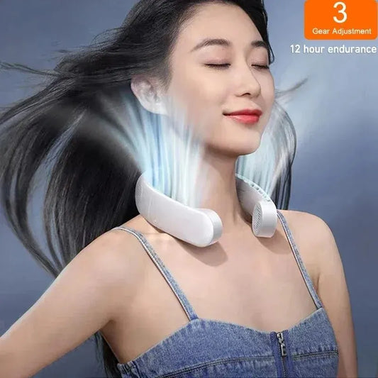 1200mAh Neckband Fan – Bladeless Portable Cooler with 3-Speed Settings