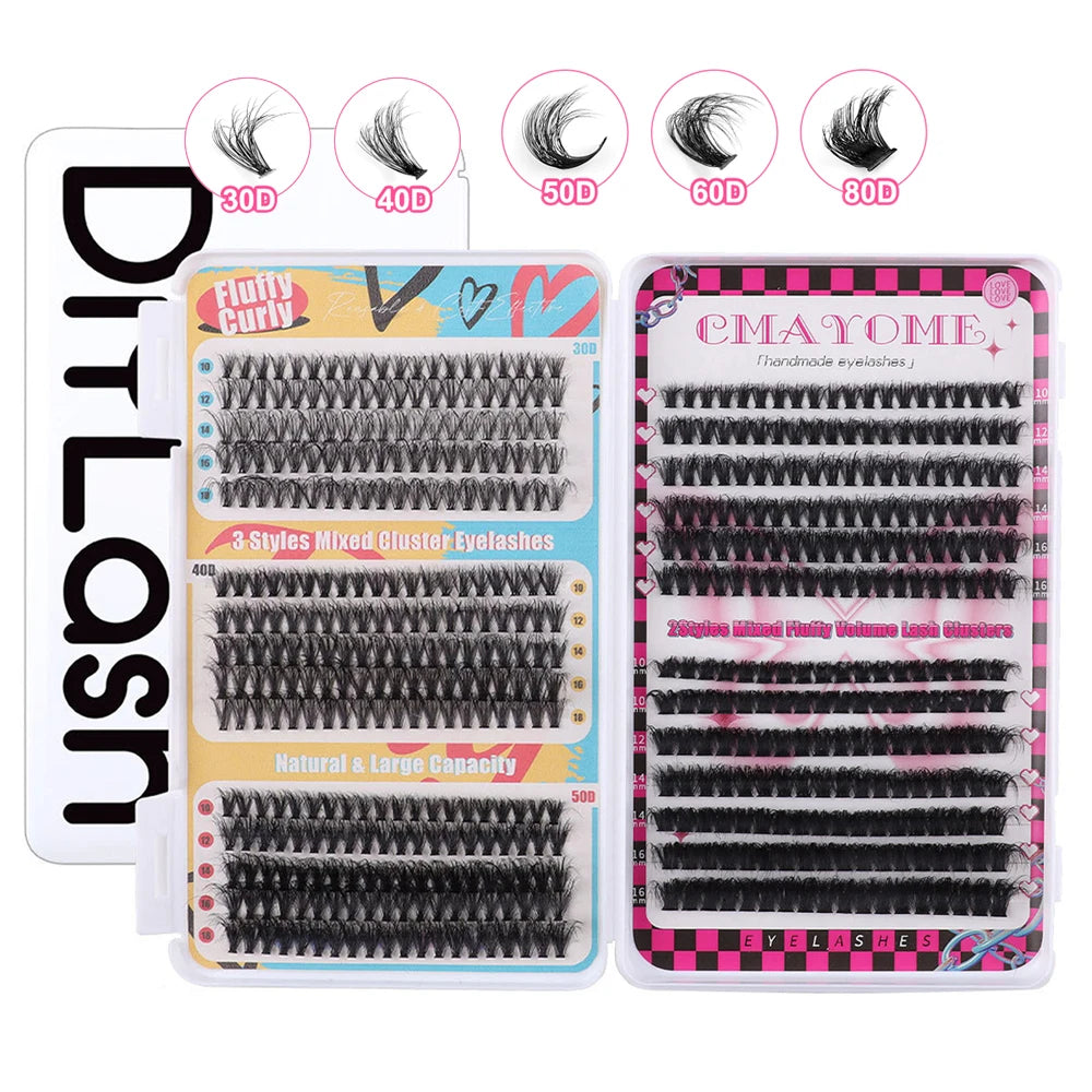 600pcs DIY Eyelash Extensions Kit — Thick Fluffy 30D/100D, Mix Length