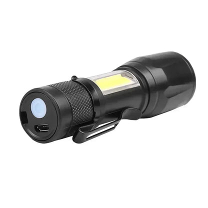 USB Rechargeable COB+XPE Mini LED Torch — Outdoor Zoom Light with Pen Clip