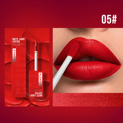 MLSMILE Velvet Satin Lip Glaze (6 Colors) — Non-Stick Cup, Watertight Matte Lipstick