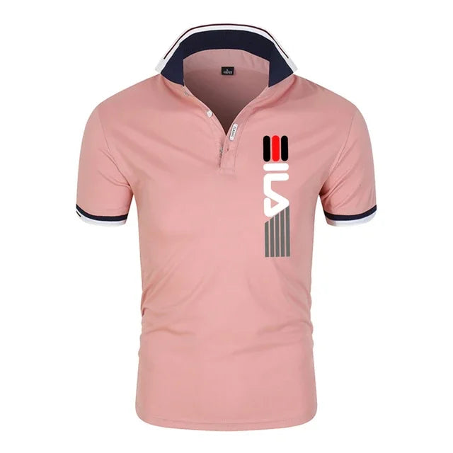 2025 Men’s Summer Polo Shirt — Printed Lapel, Anti-Pilling, Breathable, Short Sleeve, Slim Fit