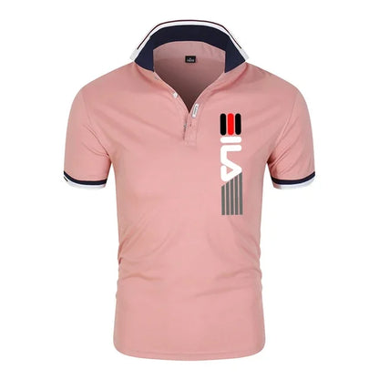 2025 Men’s Summer Polo Shirt — Printed Lapel, Anti-Pilling, Breathable, Short Sleeve, Slim Fit