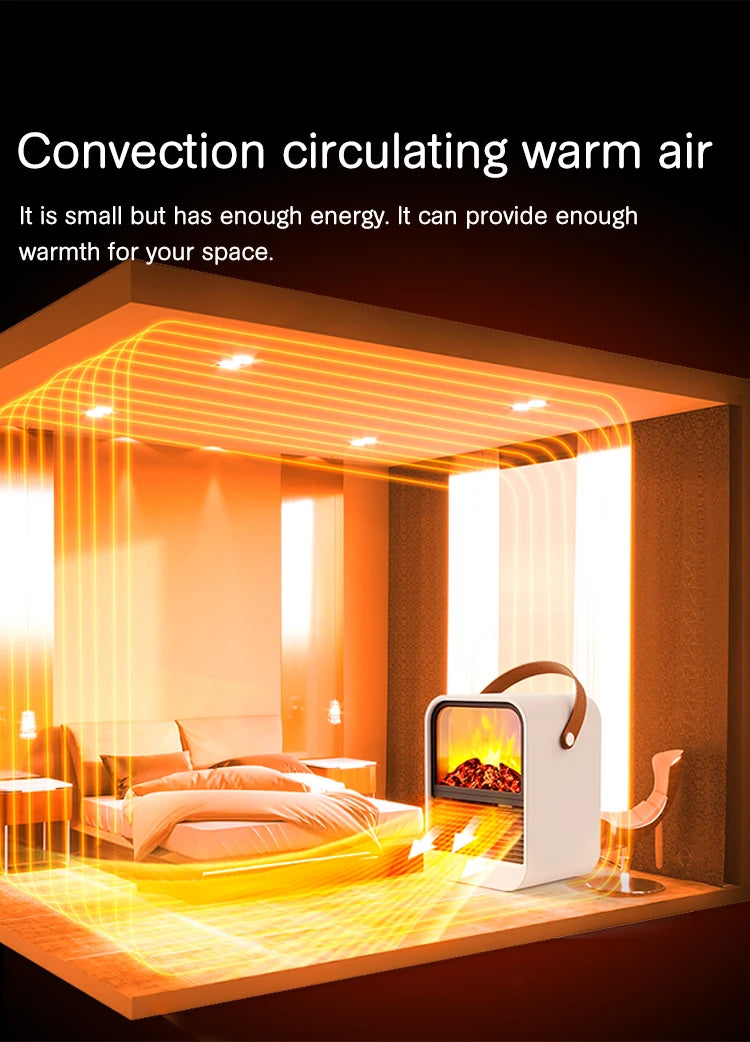 Fireplace Electric Heater Portable Desktop Warmer, Warm Blower Fan for Home Heating