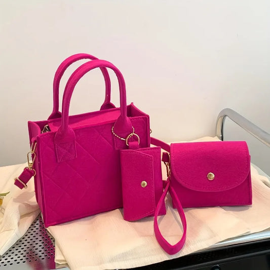 3-Piece Embossed Women's Handbag Set — Crossbody, Clutch & Wallet