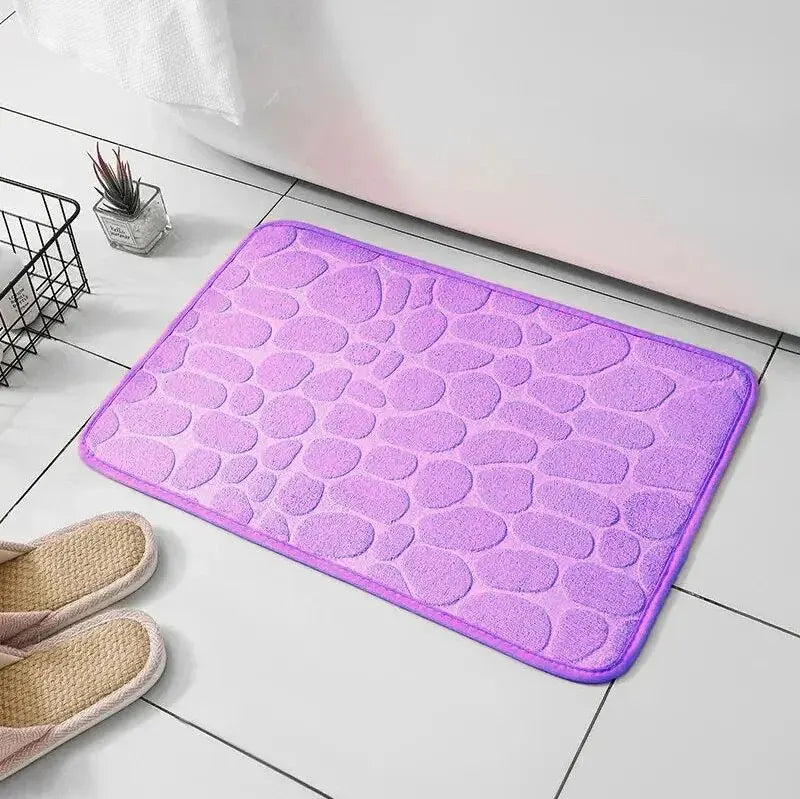 One-Piece Embossed Fiber Carpet — Anti-Slip Pebble Mat for Home