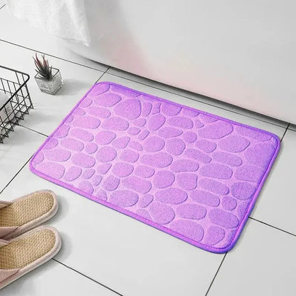 One-Piece Embossed Fiber Carpet — Anti-Slip Pebble Mat for Home