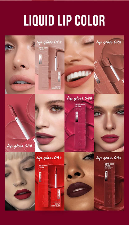 MLSMILE Velvet Satin Lip Glaze (6 Colors) — Non-Stick Cup, Watertight Matte Lipstick