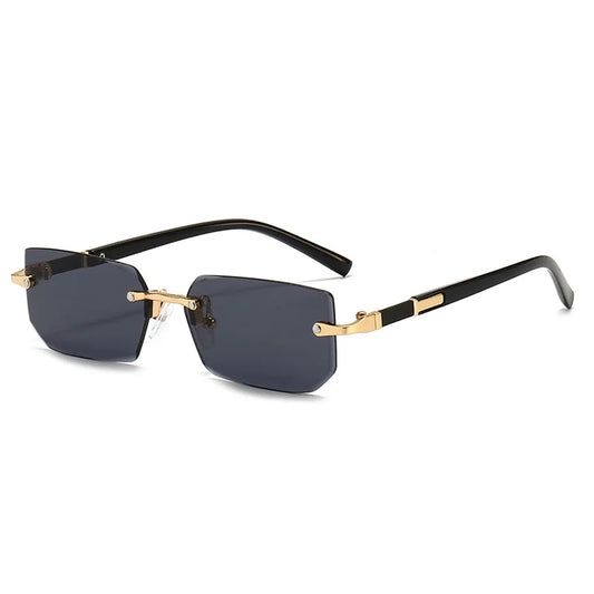 Rectangle Rimless Sunglasses — Small Square Sun Glasses for Female & Male Summer Travel