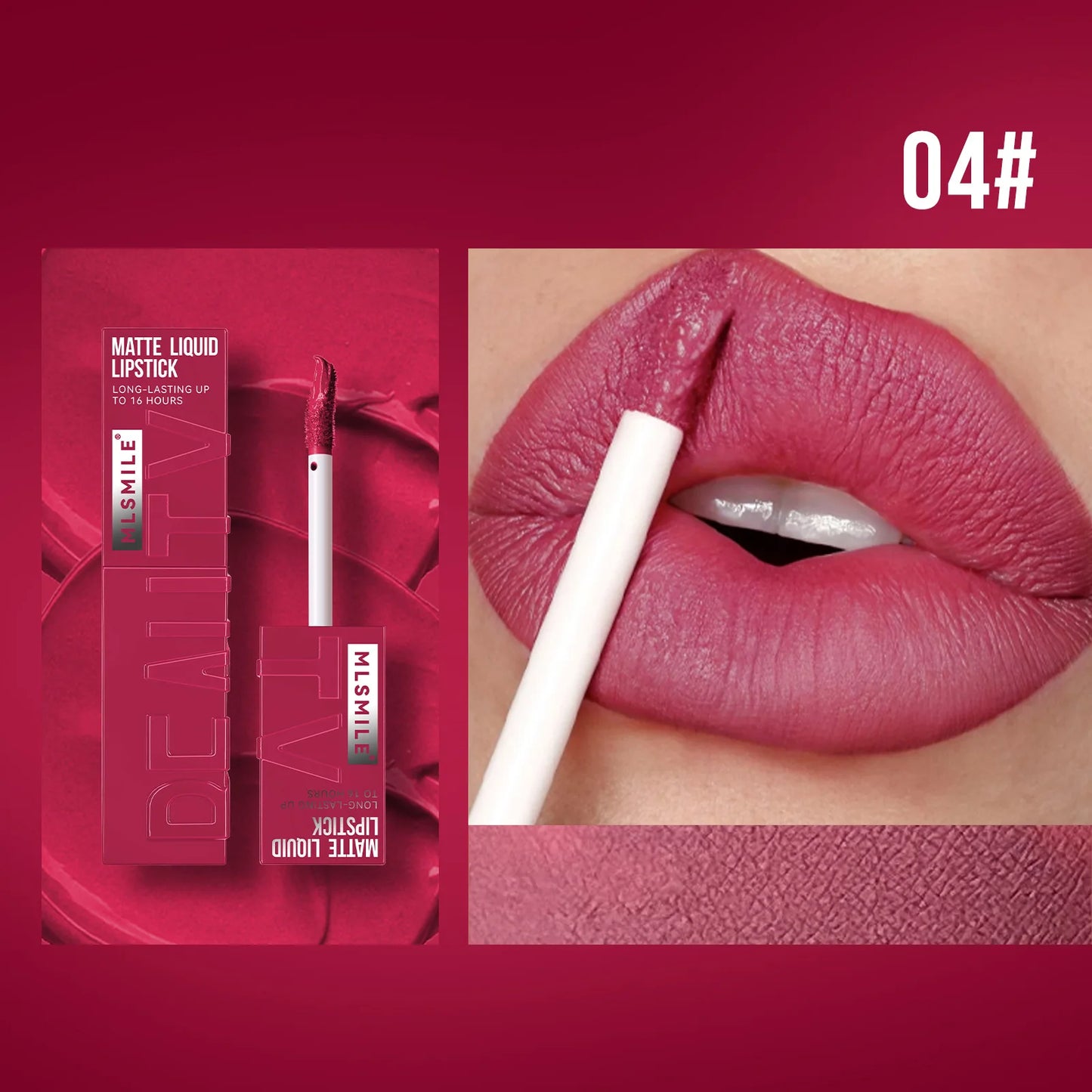 MLSMILE Velvet Satin Lip Glaze (6 Colors) — Non-Stick Cup, Watertight Matte Lipstick