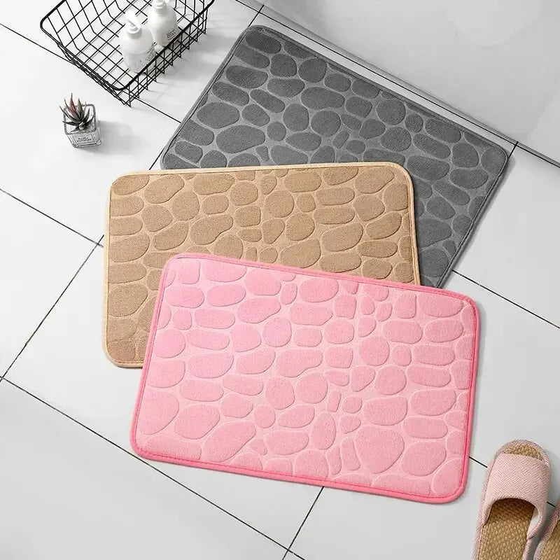 One-Piece Embossed Fiber Carpet — Anti-Slip Pebble Mat for Home