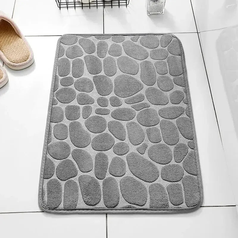 One-Piece Embossed Fiber Carpet — Anti-Slip Pebble Mat for Home