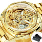 Skeleton Automatic Watch — Forsining, Engraved Movement, Gold Square