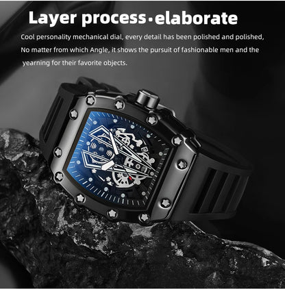 Men's Square Sports Watch — Large Dial, Waterproof Quartz, Luminous