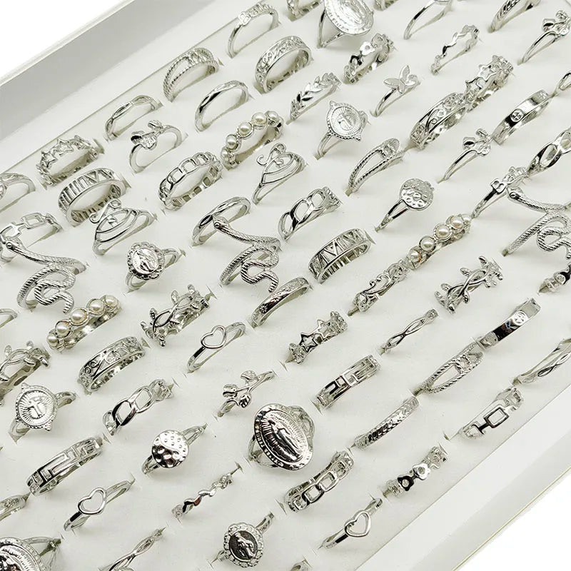 30pc/Lot Gold Color Finger Rings for Girls — Love, Snake, Animal, Butterfly, Cutout, Star, Pearl, Thin Joint