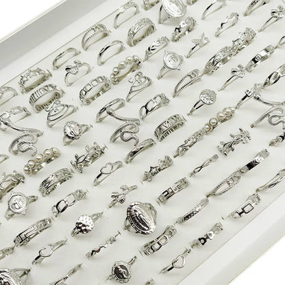 30pc/Lot Gold Color Finger Rings for Girls — Love, Snake, Animal, Butterfly, Cutout, Star, Pearl, Thin Joint