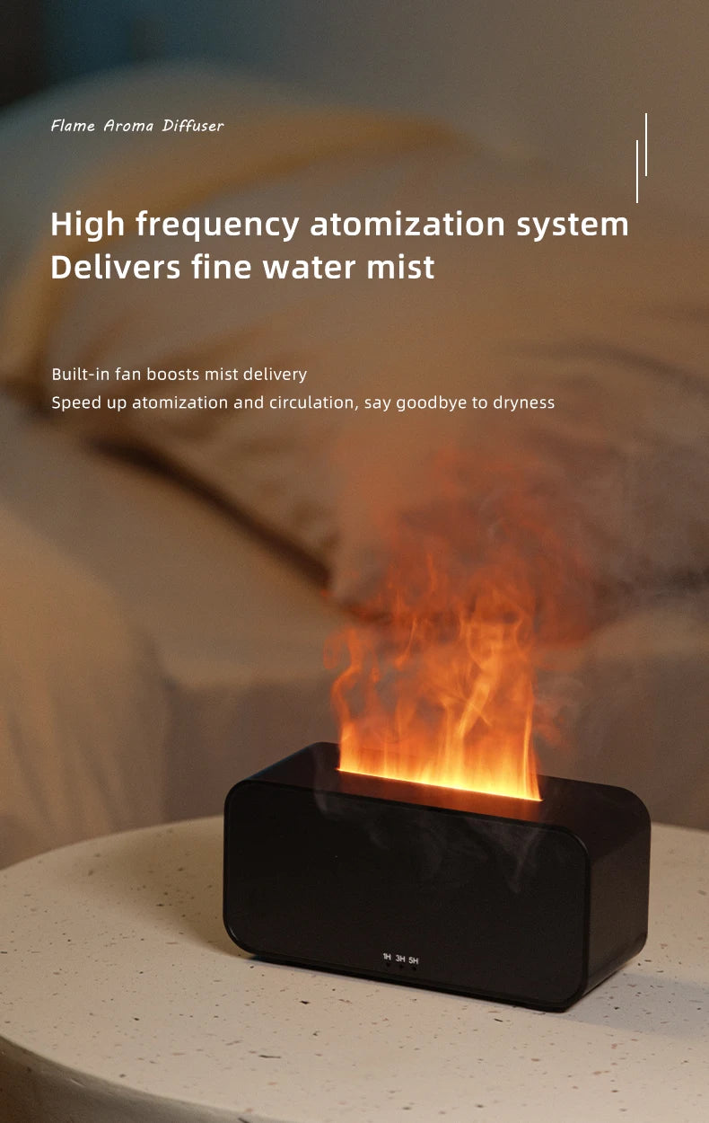 Mini Desktop Flame Humidifier with LED Lights – USB Diffuser & Aromatherapy