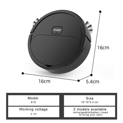 3-in-1 Portable Robotic Vacuum — 2024 USB Rechargeable Home Cleaner