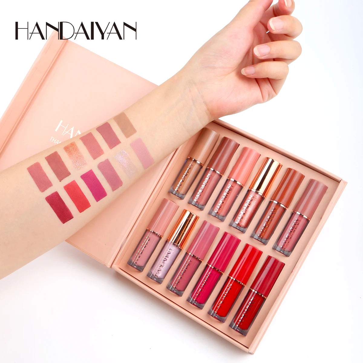 HANDAIYAN 12-Color Velvet Matte Lip Gloss Set — Liquid Lipstick Gift Box
