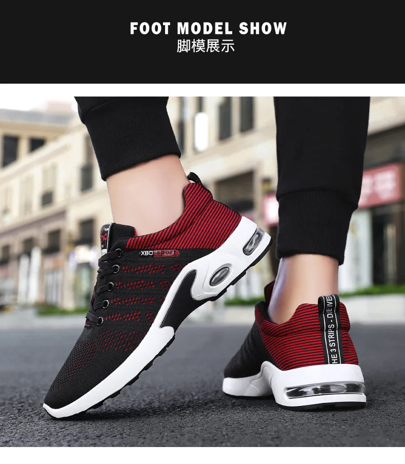 Men’s 2025 Breathable Lace-Up Running Shoes – Light Casual Sports Sneakers