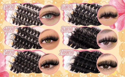 600pcs DIY Eyelash Extensions Kit — Thick Fluffy 30D/100D, Mix Length