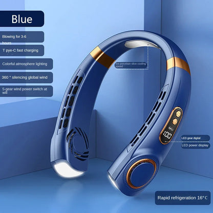 2025 Mini Hanging Neck Fan – Bladeless, Portable Air Cooler with Digital Display