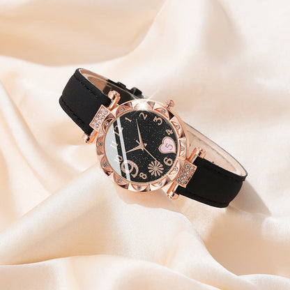 6-Piece Women's Watch Set — Luxury Leather + Analog Quartz